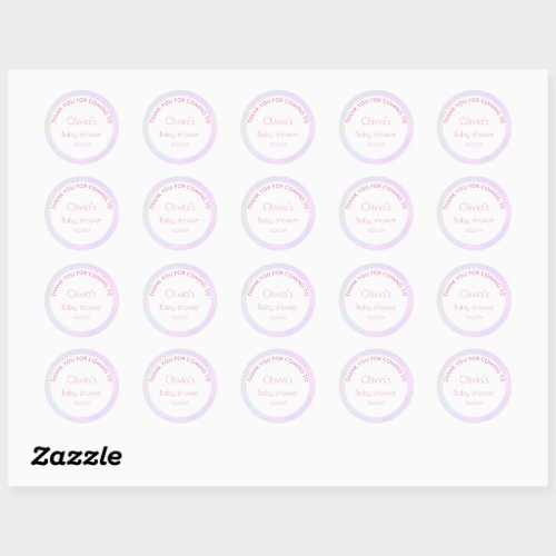 Baby shower Pink favor Classic Round Sticker