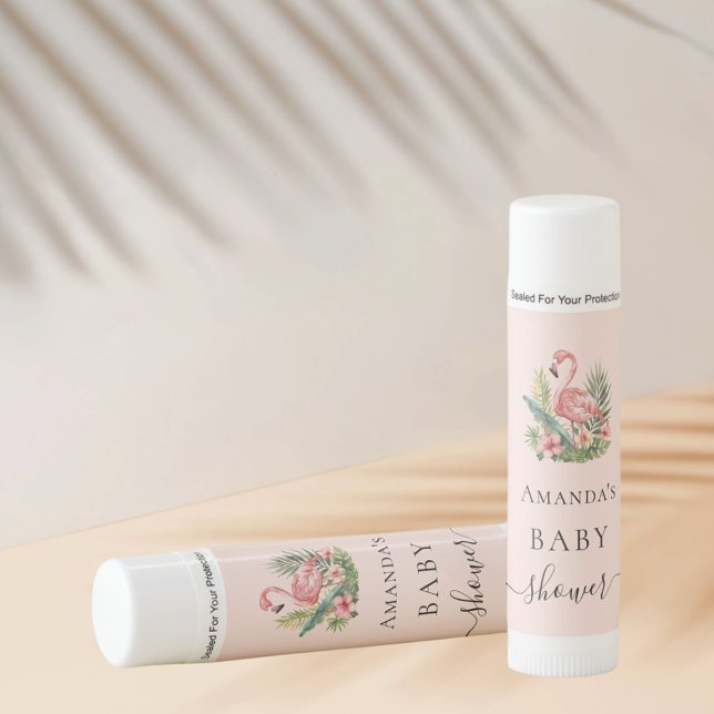 Baby Shower pink flamingo tropical Lip Balm (Creator Uploaded)