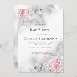 Baby Shower Pink Floral Roses Invitation