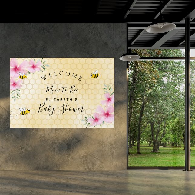 Baby Shower pink florals honeycomb mom to bee Sign (Creator Uploaded)