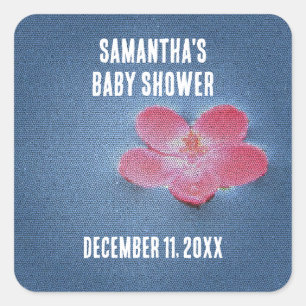 Baby Shower Pink Flower Blue Water Envelope Seal