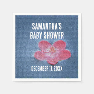 Baby Shower Pink Flower Blue Water Floral Napkins