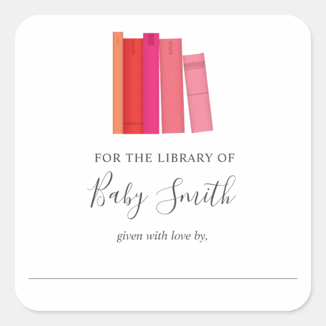 Baby Shower Pink Girl Bookplate Sticker Zazzle