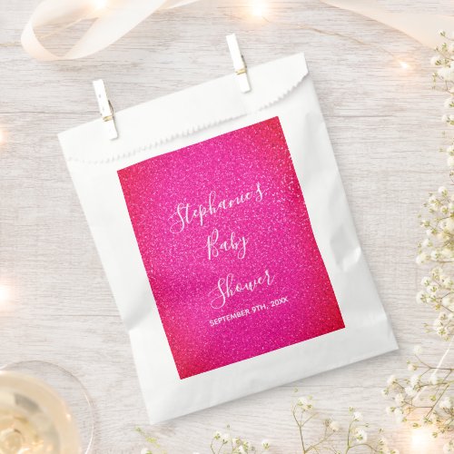 Baby Shower Pink Glitter Custom Name Cute 2021 Favor Bag