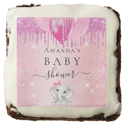 Baby Shower pink glitter elephant girl cute glam Brownie