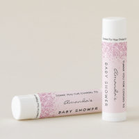 Baby shower pink glitter girl thank you lip balm