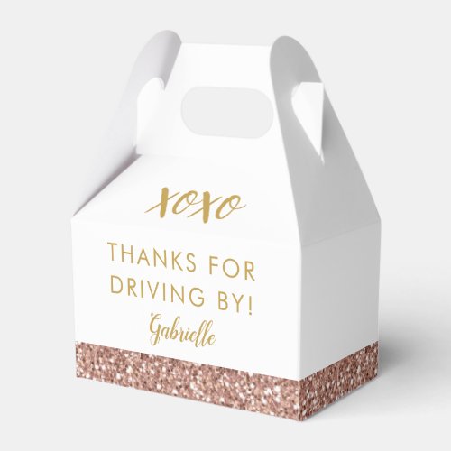 Baby Shower Pink Glitter Simple Drive By  Favor Boxes