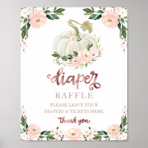 Baby Shower Pink Gold Diaper Raffle Game Sign