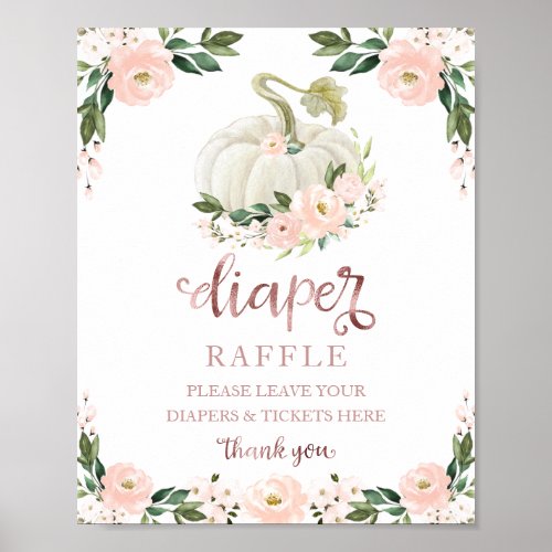 Baby Shower Pink Gold Diaper Raffle Game Sign