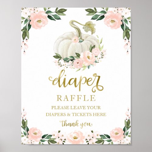 Baby Shower Pink Gold Diaper Raffle Game Sign