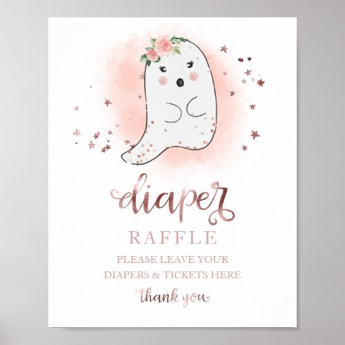 Baby Shower Pink Gold Diaper Raffle Game Sign