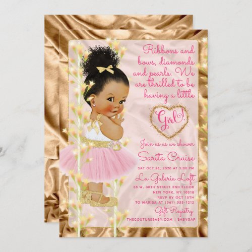 Baby Shower Pink  Gold Invitation