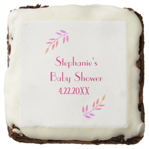 Baby Shower Pink Leaf Pattern Girls Girly Cute Brownie