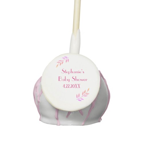 Baby Shower Pink Leaf Pattern Girls Girly Cute Cake Pops