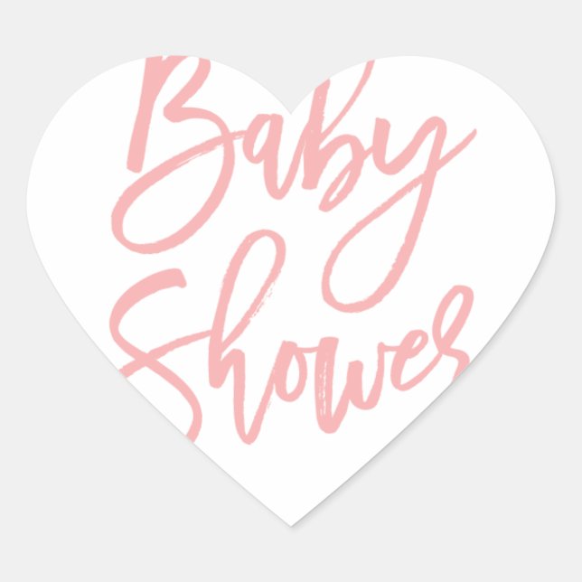 Baby Shower Pink Lettering Heart Sticker (Front)