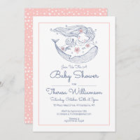 Baby Shower | Pink Little Girl Mermaid Invitation