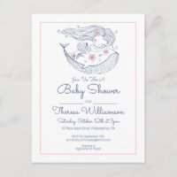 Baby Shower | Pink Little Girl Mermaid Invitation Postcard