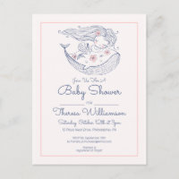 Baby Shower | Pink Little Girl Mermaid Invitation  Postcard