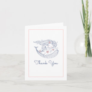 Baby Shower   Pink Little Girl Mermaid Letterpress Thank You Card
