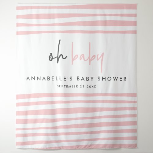 Baby shower pink modern unique typography party tapestry