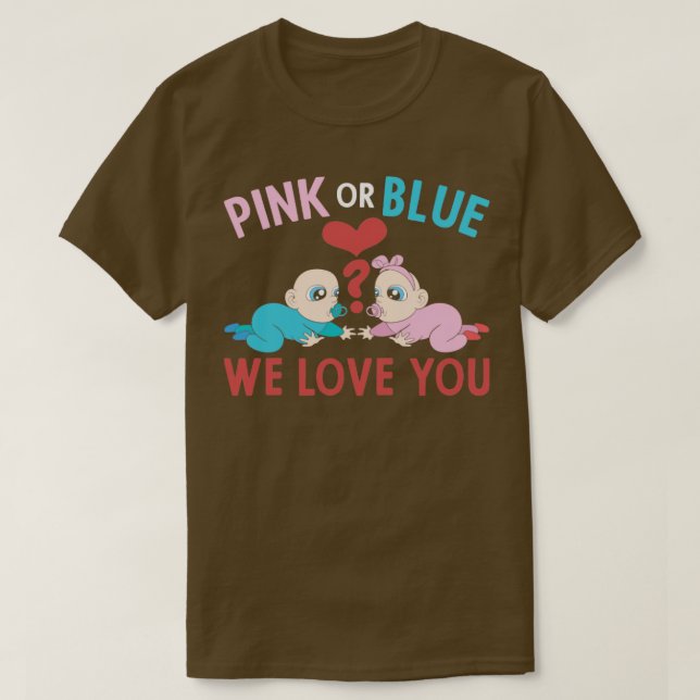 Baby Shower Pink Or Blue Gender Reveal Party T-Shirt (Design Front)