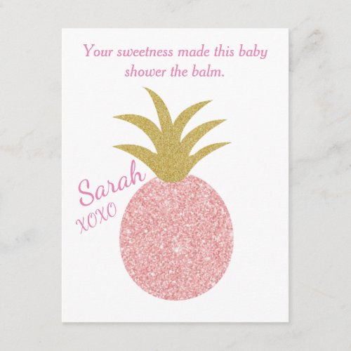 Baby Shower Pink Pineapple Lip Balm Favor Enclosure Card