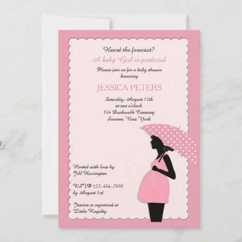 Baby Shower Pink Polka Dot Umbrella Invitation