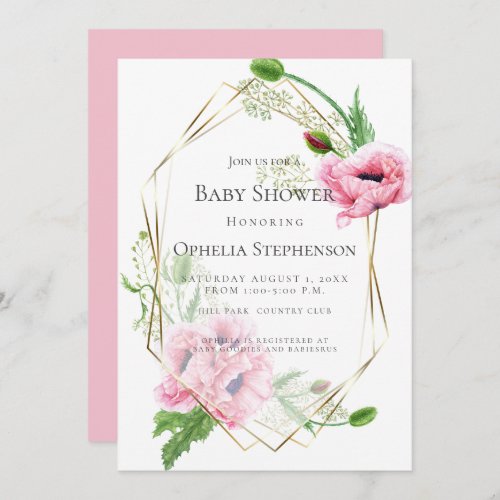 BABY SHOWER  Pink Poppies Invitation