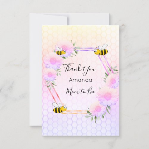 Baby shower pink purple pastels florals  thank you card