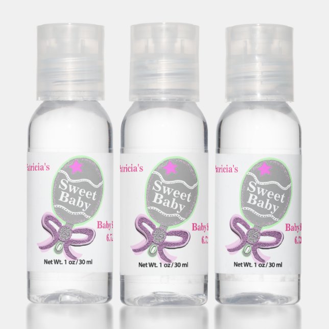 Baby Shower Pink Rattle Hand Sanitizer (Set)