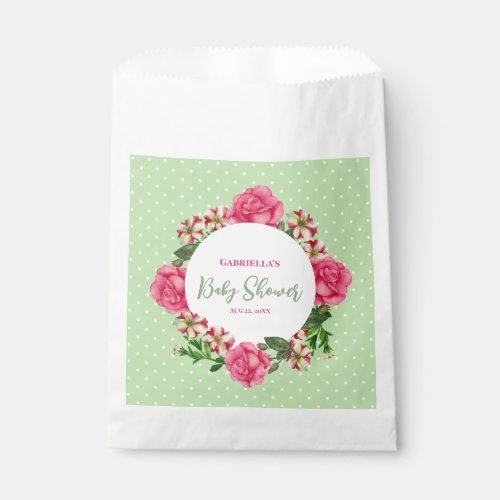 Baby Shower Pink Rose Red Petunia Polka Dots Favor Bag