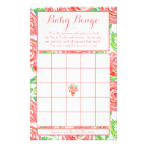 Baby Shower Pink Roses Bingo Game Flyer