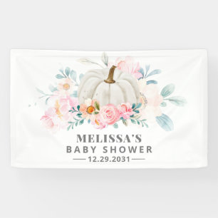 Baby Shower Pink Roses Floral Pumpkin Banner