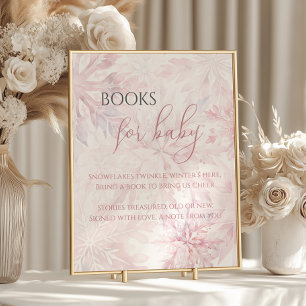 Baby Shower Pink Snowflake Books for Baby Poster
