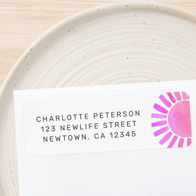 Baby Shower Pink Sun Return Address Label (Creator Uploaded)