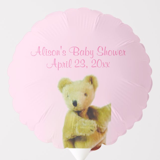 Baby Shower Pink Teddy Bear Balloon (Front)