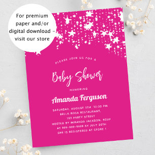 Baby Shower pink white stars budget invitation Flyer