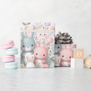 Baby Shower Pink Woodland Animals Wrapping Paper