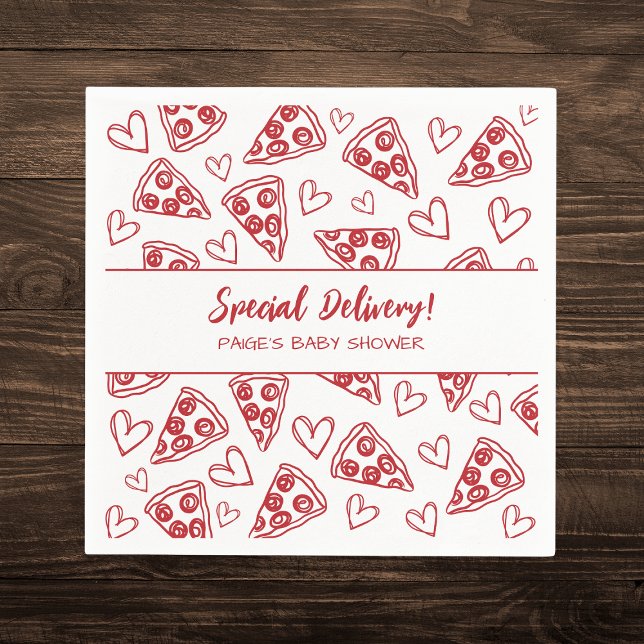 Baby Shower Pizza Party Italian Special Delivery Napkins (Creator Uploaded)