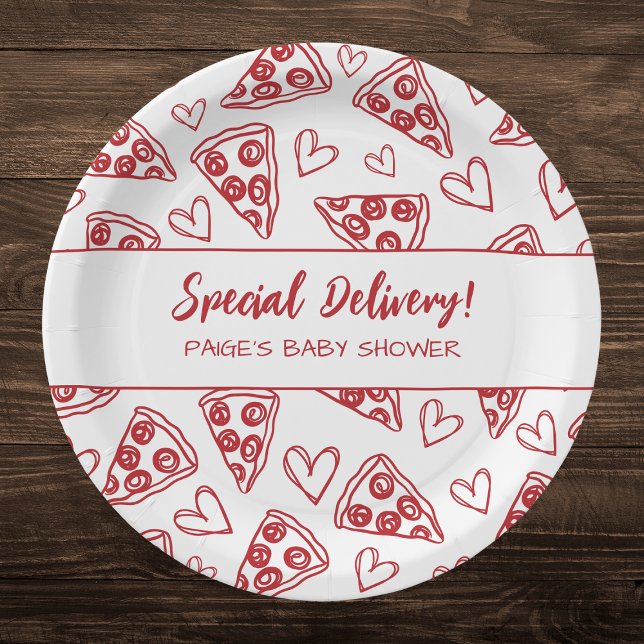 Baby Shower Pizza Party Italian Special Delivery Paper Plates (Creator Uploaded)
