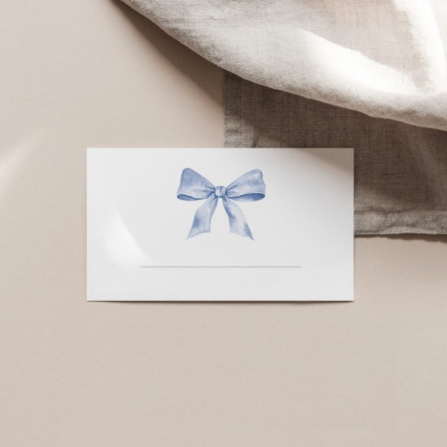 Baby shower place card with dusty blue bow (Creator Uploaded)