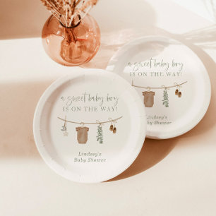 Baby Shower Plate, Boho Boy Baby Shower Decor Paper Plates