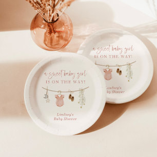 Baby Shower Plate, Boho Girl Baby Shower Decor Paper Plates