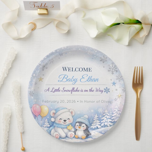 Baby Shower Plates | Snowflake Winter Theme (Wedding)