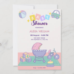Baby shower Playful pastel color Invitation