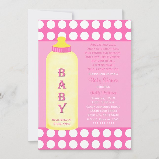 Baby Shower Poem Invitation Baby Girl (Front)