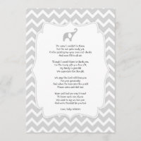 Baby shower poem thank you notes, gray elephant invitation