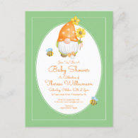 Baby Shower | Polka Dot Gnome Bumble Bee Postcard