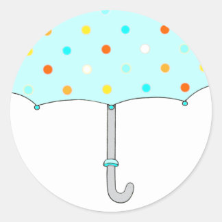 Baby Shower Polka Dot Umbrella Classic Round Sticker