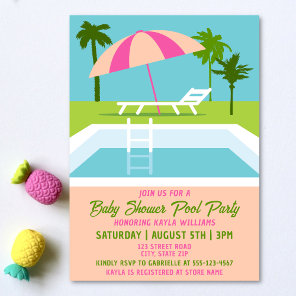 Baby Shower Pool Party Tropical Swimming Pool Invitation
